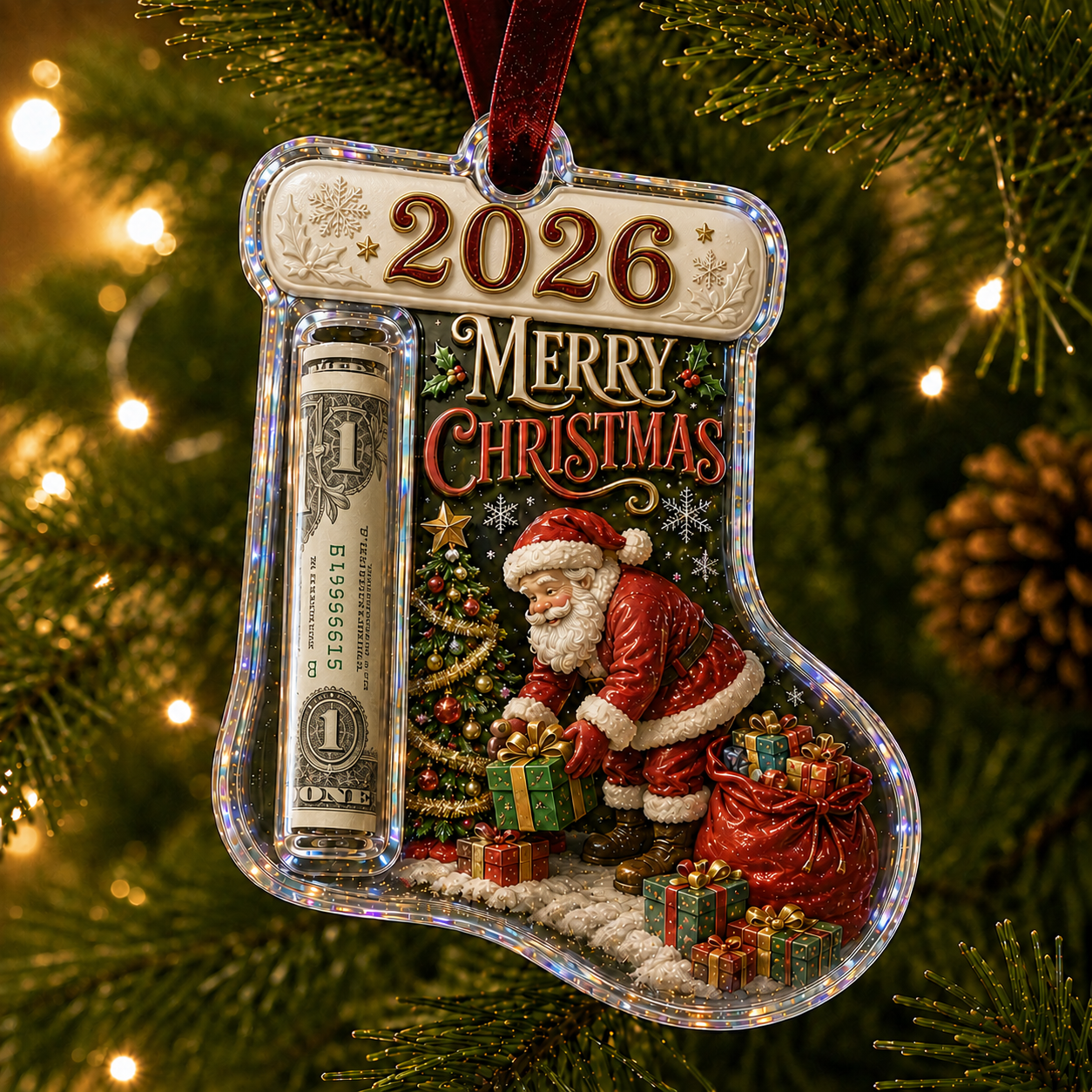 Cash Clip Christmas Tree Ornament – Novelty Holiday Money Gift Clip | 9 Festive Styles