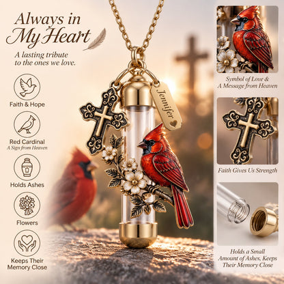 🐦Always in My Heart – Personalized Cremation Ash Urn Necklace|A lasting tribute to the ones we love. ❤️