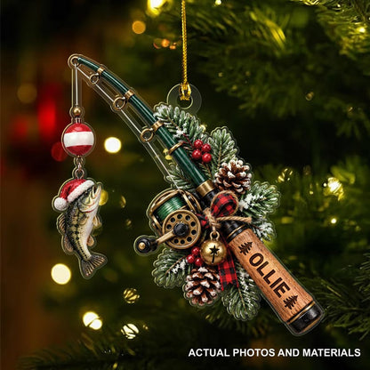 🎣 Personalized Fishing Christmas Ornament with Hanging Cord