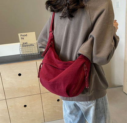 Women's Fashion Solid Color Nylon Crossbody Bag