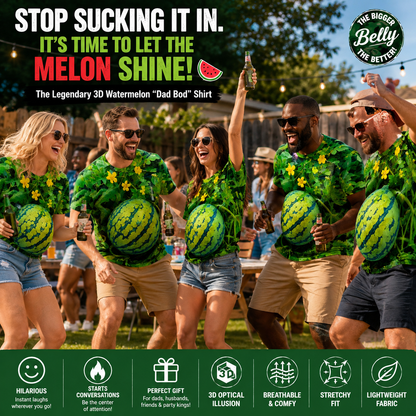 The Legendary 3D Watermelon "Dad Bod" Shirt 🍉 | Hilarious Belly Optical Illusion Tee | The Ultimate Summer Gag Gift