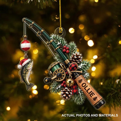 🎣 Personalized Fishing Christmas Ornament with Hanging Cord