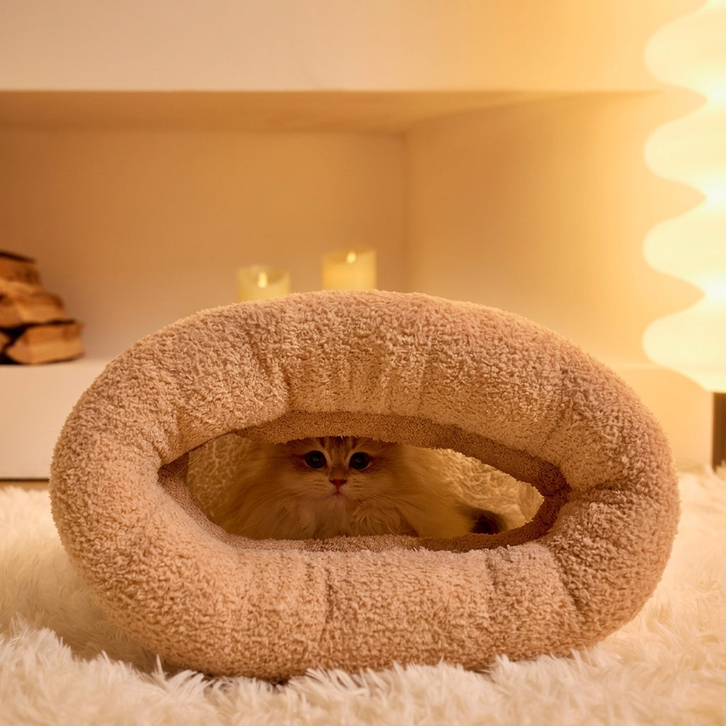 Cozy Nest Pet Sleeping Bag for Cats & Dogs – Soft Plush Cave Bed