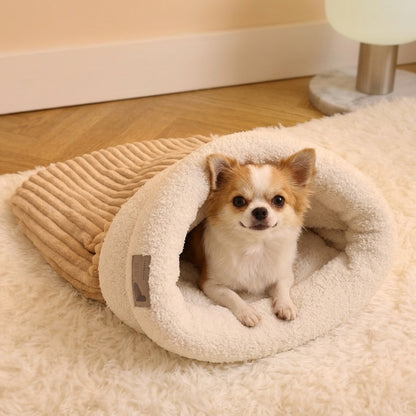 Cozy Nest Pet Sleeping Bag for Cats & Dogs – Soft Plush Cave Bed