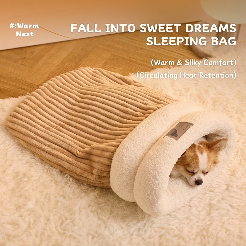 Cozy Nest Pet Sleeping Bag for Cats & Dogs – Soft Plush Cave Bed