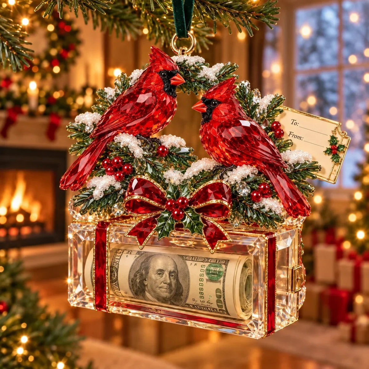 🎄 Christmas Cash Gift Ornament | 20 Crystal-Style Designs with Money Holder & Gift Tag 🎁
