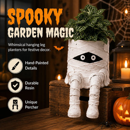 💀🎃Halloween Whimsical Hanging Leg Planter Hand-Painted Resin Succulent Pot💐