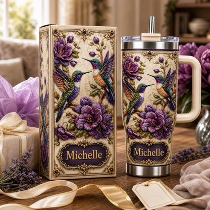 🐦 Personalized Hummingbird Tumbler with Gift Box 🌸