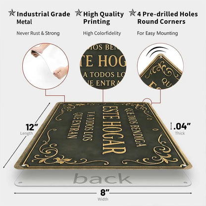 Spanish "God Bless This Home" Theme Iron Wall Art