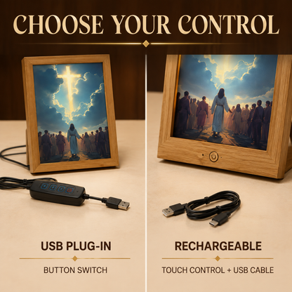 Faith That Glows At Night 🕊️ Illuminated Christian Art Frame | Eye‑Safe LED Devotional Night Lamp, Rechargeable & USB Option, Religious Keepsake Gift