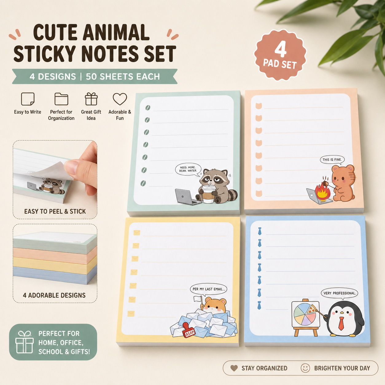 Ultimate Office Survival Sticky Notes | Funny Animal Memo Pads | Perfect Coworker Gift & Stocking Stuffer 🎄