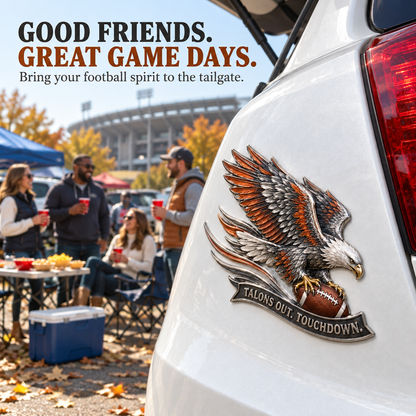 🦅 "Talons Out. Touchdown!" Premium Metal Eagle Car Emblem 5.9“*5.9” | The Ultimate Football Fan Decal