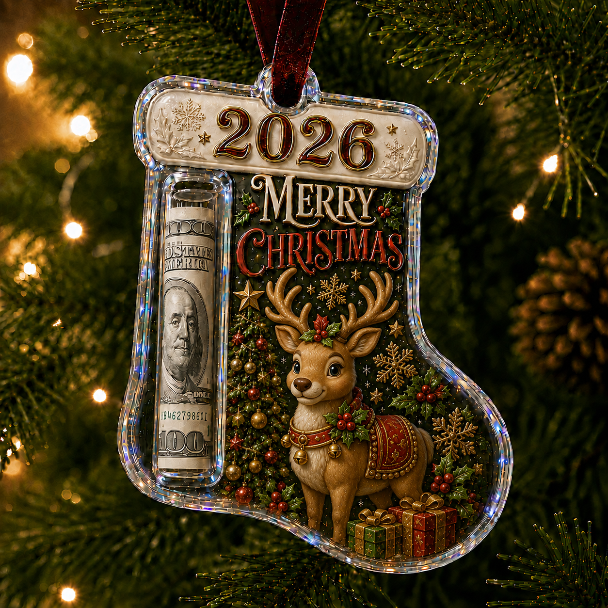 Cash Clip Christmas Tree Ornament – Novelty Holiday Money Gift Clip | 9 Festive Styles