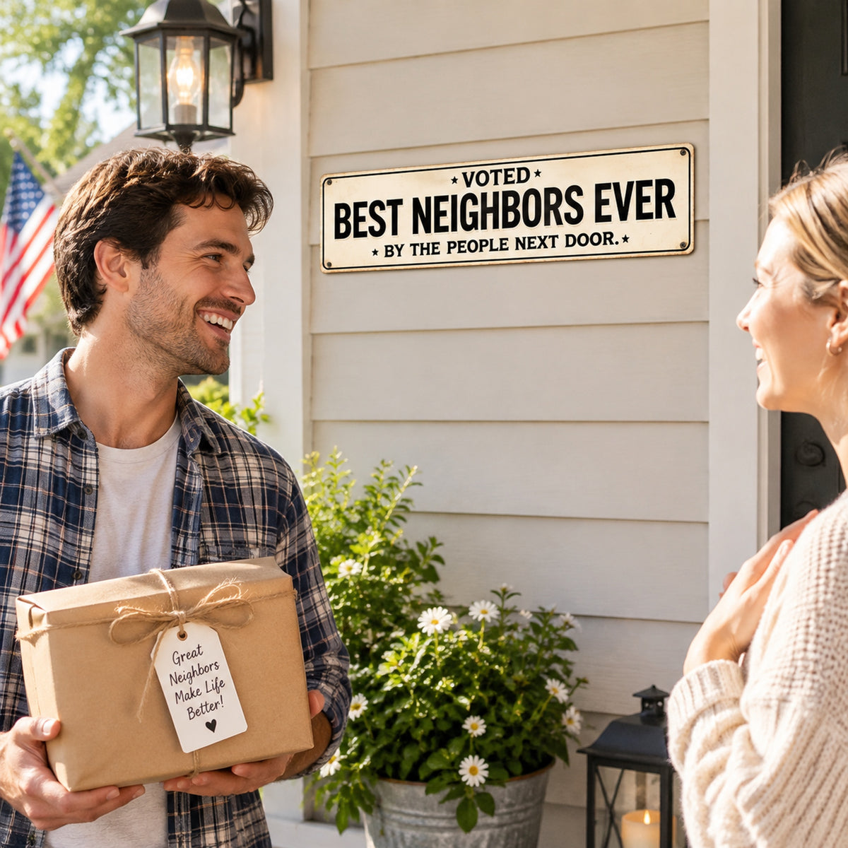 "Voted Best Neighbors Ever" Funny Metal Sign | The Ultimate Neighbor Gift 🏡✨
