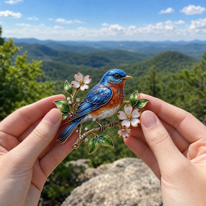 Bluebird Enamel Brooch | Bluebirds Appear When Happy Memories Are Near, Sentimental Comfort Gift