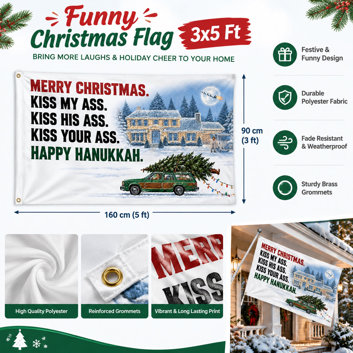Funny Christmas Flag 🎄 3x5 Ft Flags