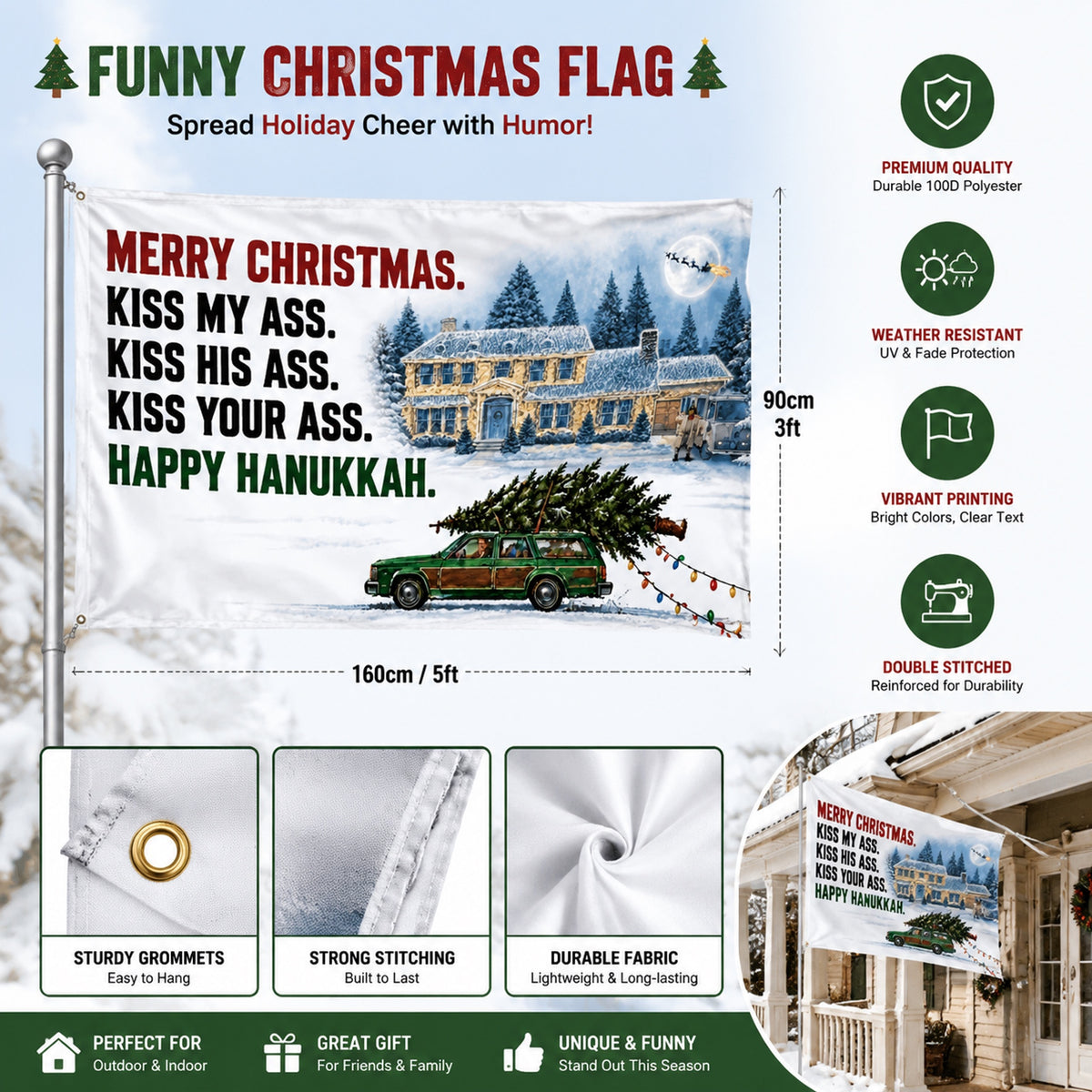 Funny Christmas Flag 🎄 3x5 Ft Flags