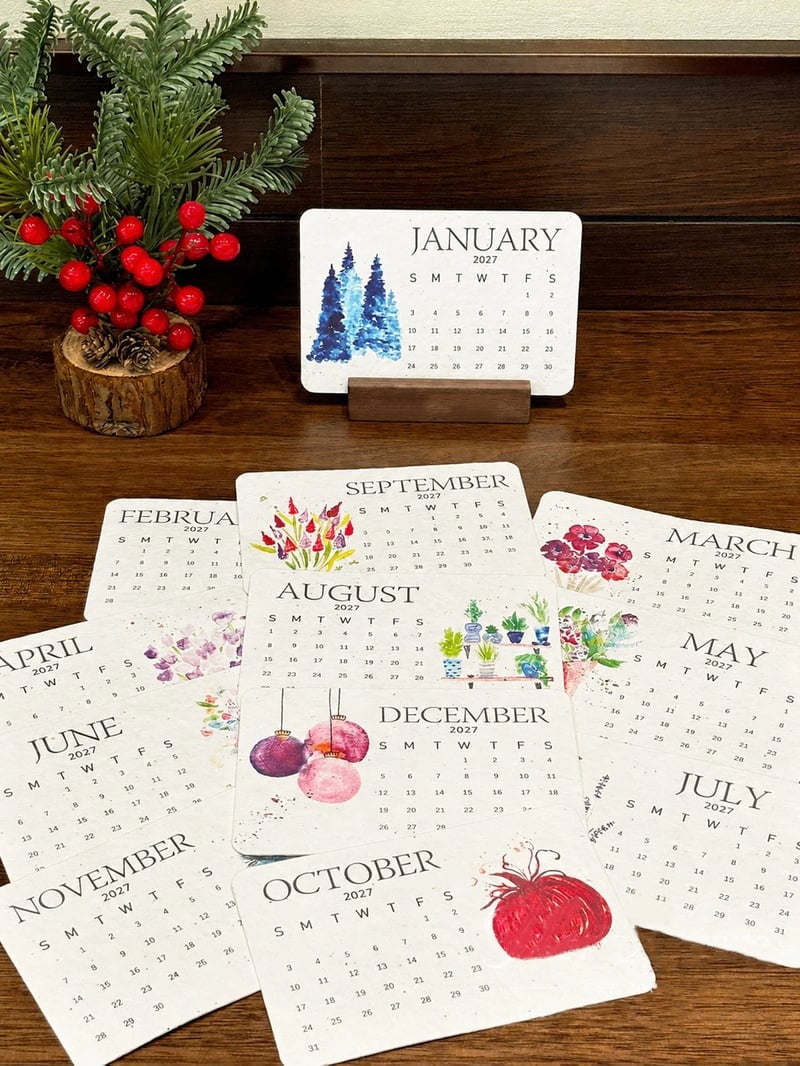 The 2027 Living Botanical Desk Calendar | Hand-Painted Eco Art Edition