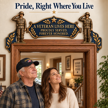 "A Veteran Lives Here" - Proudly Served 3-Piece Door Frame Decor Set 🇺🇸 | Honor Their Service Everyday