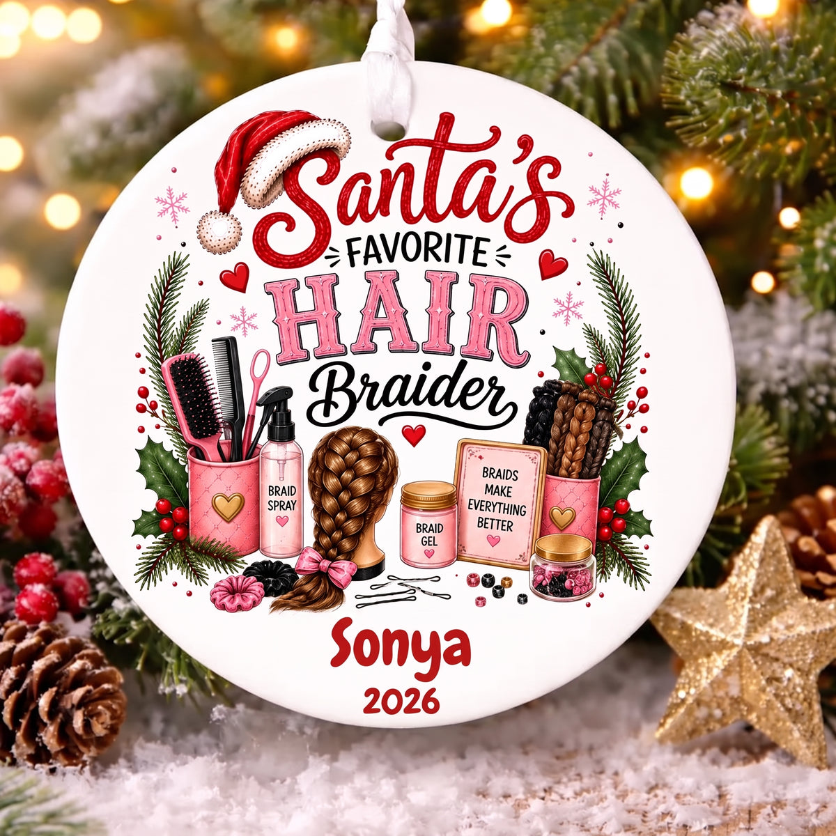 Personalized Santa's Favorite Profession Christmas Ornament