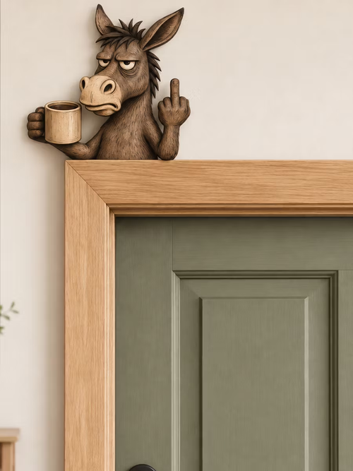 Funny Donkey Wooden Door Topper