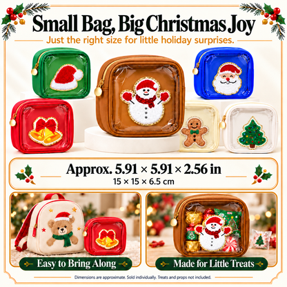 🎄🎁 Christmas Mini Treat Bag – Clear Window Zipper Pouch, 6 Festive Styles to Choose From ✨CHRISTMAS MINI