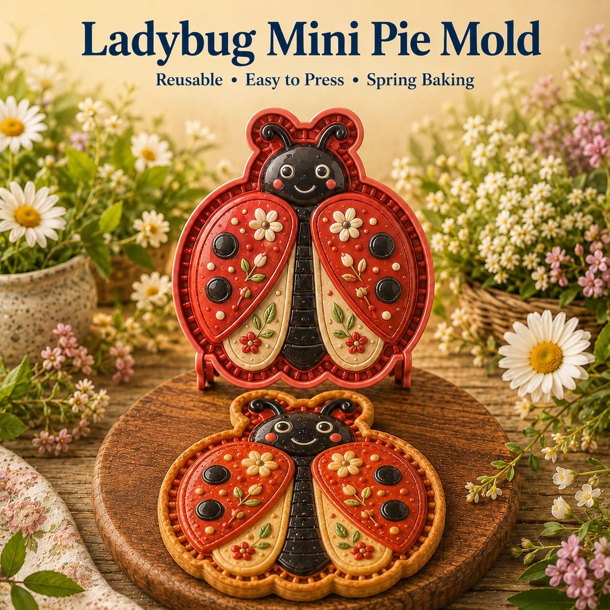 ⏳ Last Day 50% OFF – 🌸 8-Design Spring Garden Mini Pie Mold Collection | Reusable Embossed Molds for Shaping Detailed Bee, Butterfly, Ladybug, Sunflower, Cottage & More 🥧✨