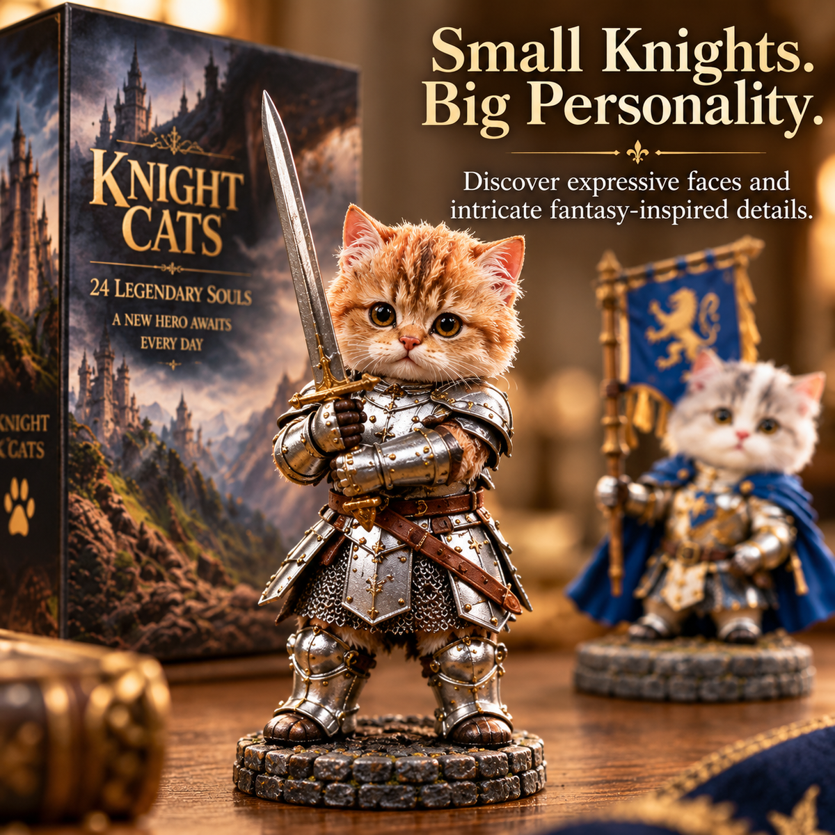 ⚔️ 24 Days of Knight Cats Advent Calendar | Epic Fantasy Feline Figures 🐾