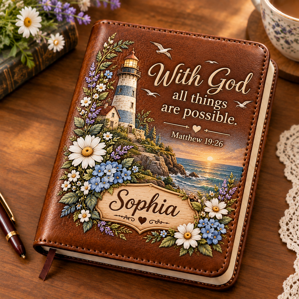 📖 Personalized Leather Scripture Notebook