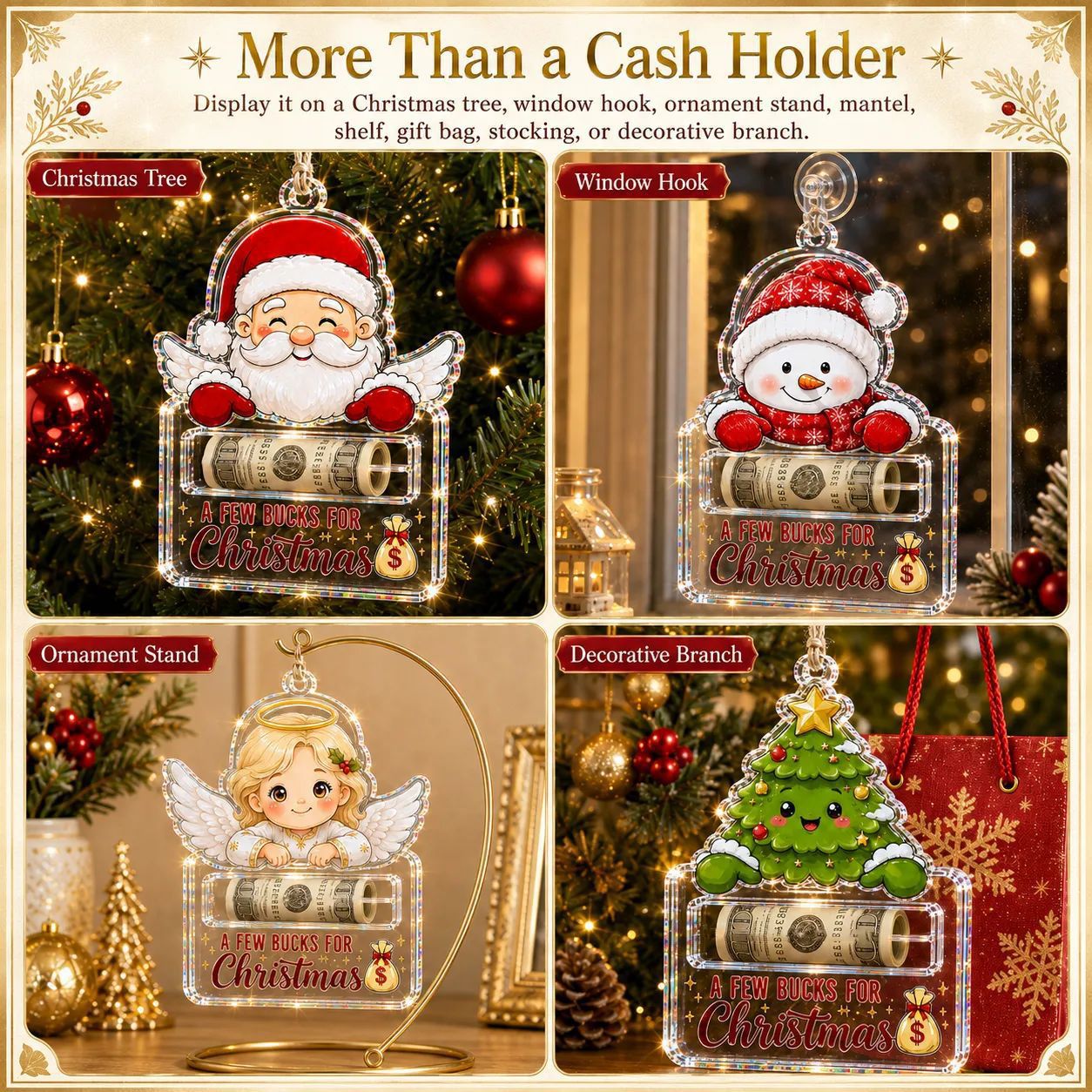 🔥Last Day49% OFF🎄A Few Bucks For Christmas™ Crystal Acrylic Money Holder Ornament