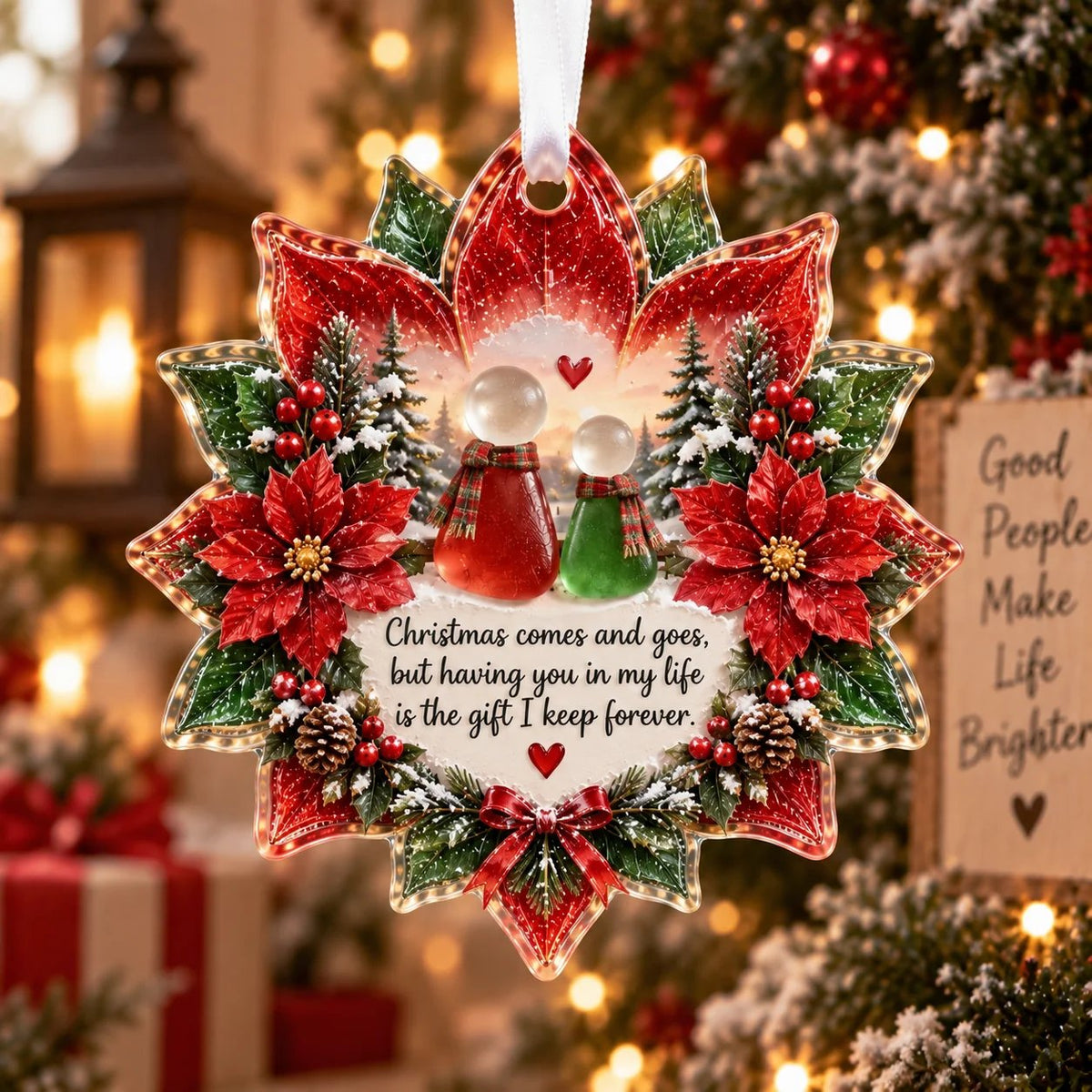 🌸 Floral Christmas Ornament – Heartfelt Holiday Keepsake for Loved Ones