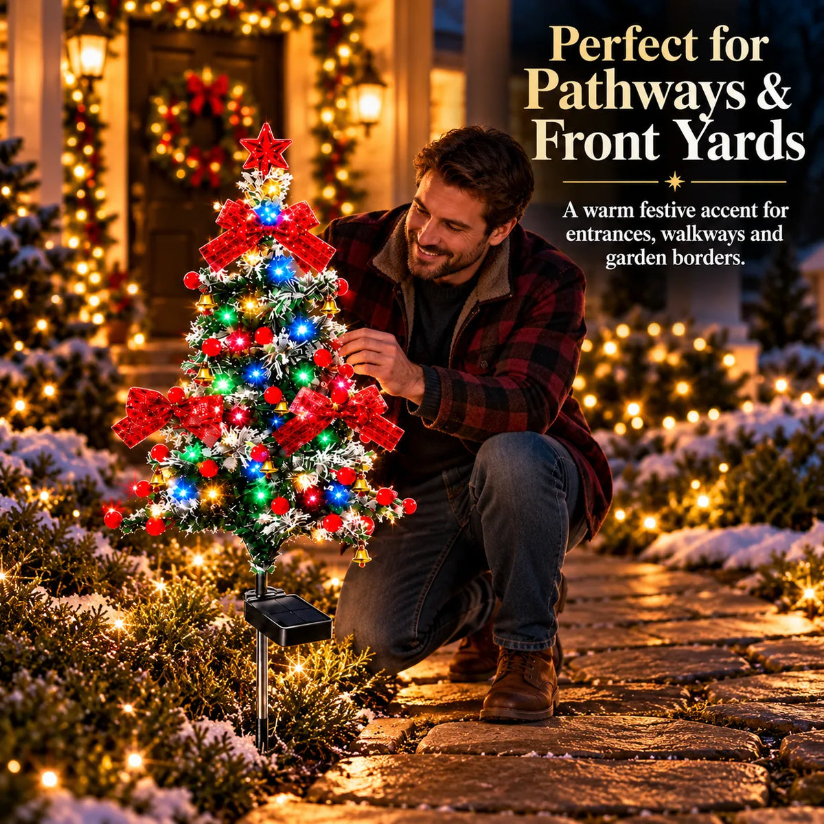 Last Day Promotion! 🔥 Solar Cedar Christmas Tree Lights| Festive Outdoor Holiday Decor