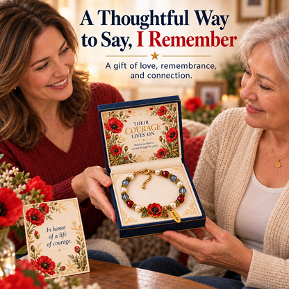 🌺 Personalized "Courage Lives On" Poppy Memorial Bracelet & Keepsake Box Set 🕊️