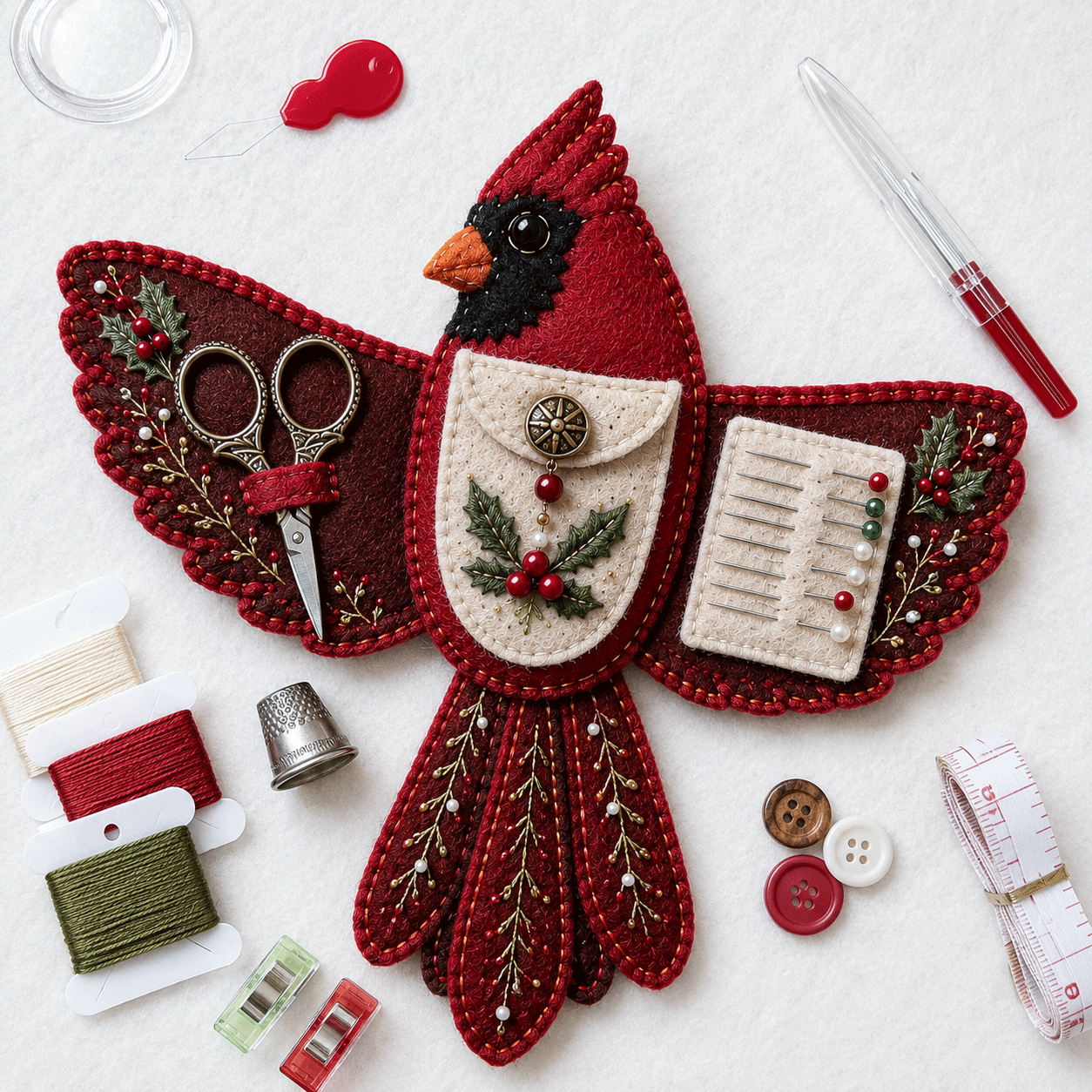 🐦 Bird-Shaped Felt Sewing Organizer DIY Kit