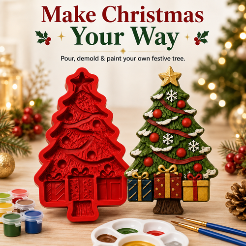 🎄 3D Embossed Christmas Tree Reusable Casting Mold & DIY Craft ✨