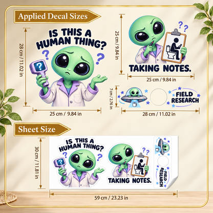 👽 “Is This a Human Thing?” 3-Piece Alien Toilet Decal Set