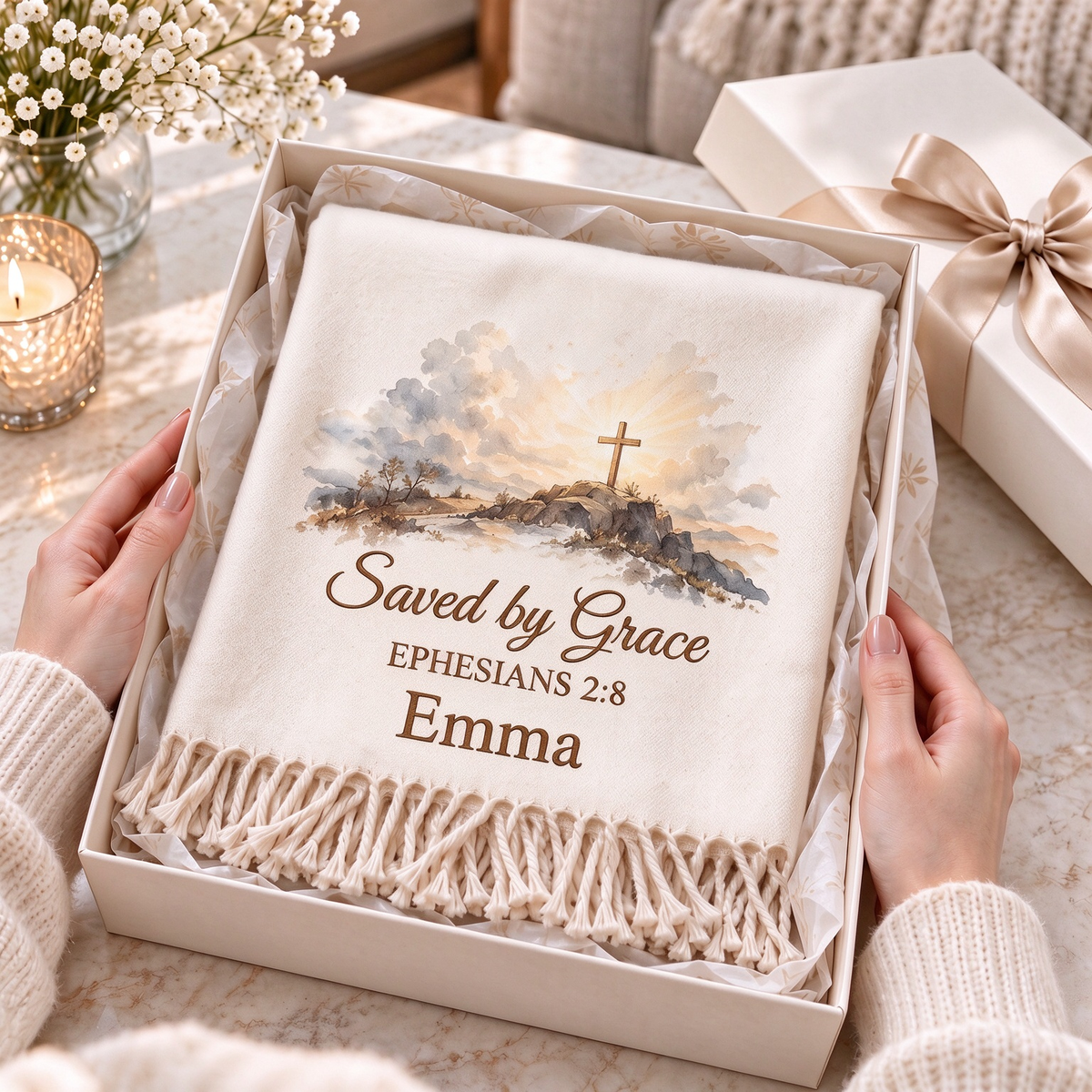 Wrapped in Faith — Personalized Name & Bible Verse Winter Scarf
