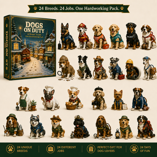 Dogs On Duty Advent Calendar 2026 | 24 Unique Working Dog Breeds Mini Figurines Christmas Countdown Gift for Dog Lovers 🐶🎄