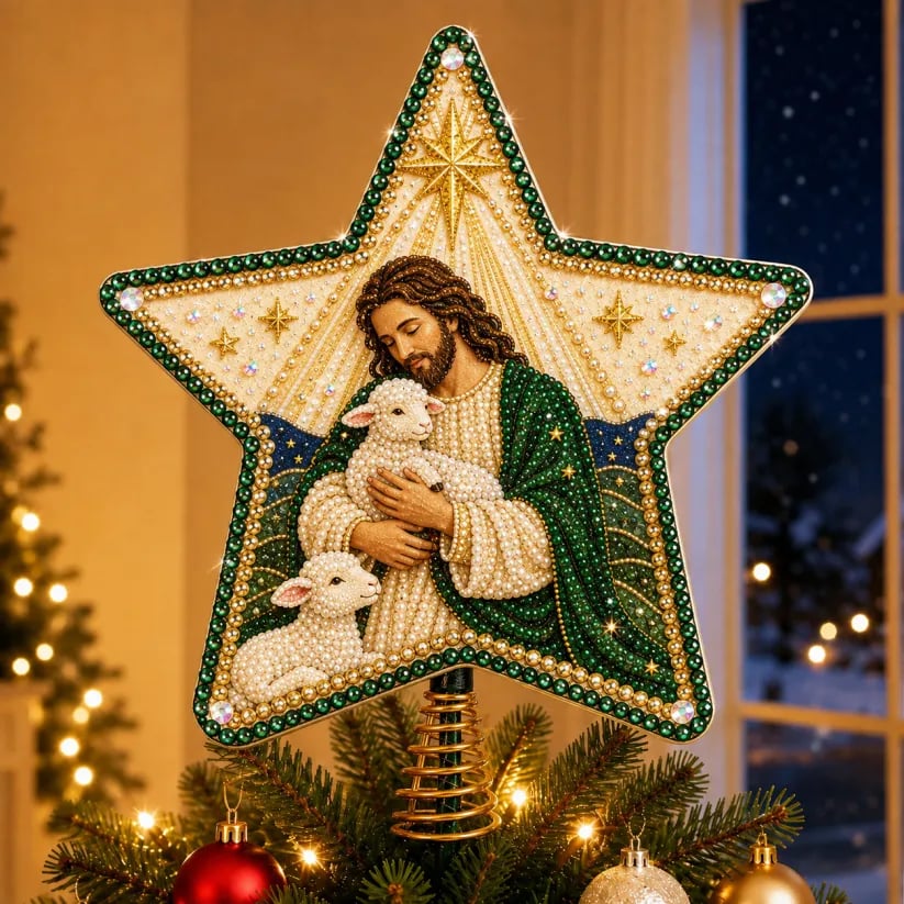 ⭐ Christian Faith Pearl Diamond Art Christmas Tree Topper Kit