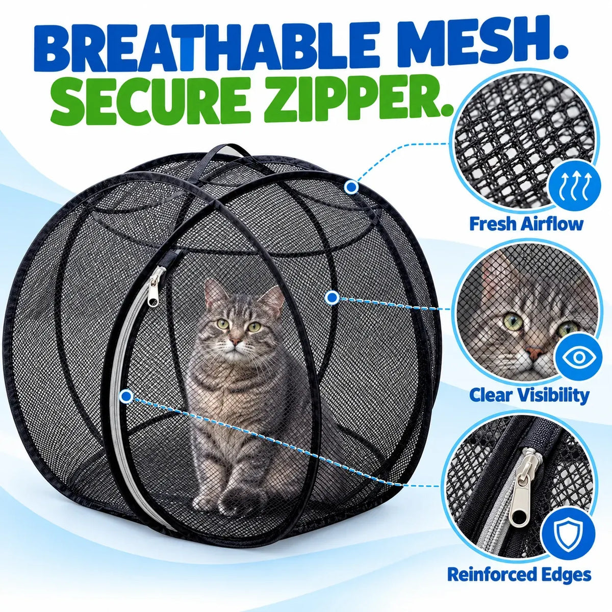 ⏳ Last Day 50% OFF – 🐱 Pop Up Cat Playpen | 32-Inch Breathable Mesh Enclosure for Indoor & Outdoor Use 🌿