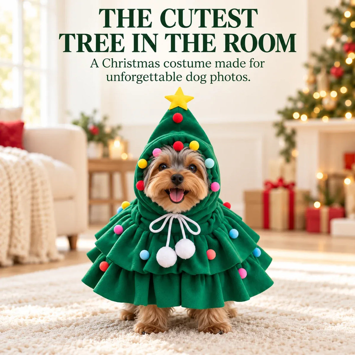⏰LAST DAY 50% OFF 🎄 Christmas Tree Dog Costume – Funny Holiday Pet Outfit 🐶🐱💕