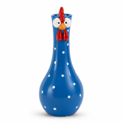 Chicken Resin Vase, Farmhouse Polka Dot Flower Holder, Farmhouse Kitchen Decor