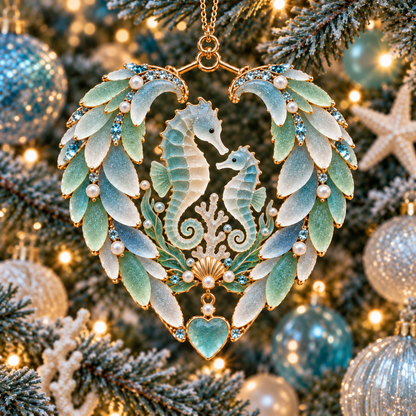2026 Ocean Wonders Christmas Ornaments – 6-Piece Coastal Sea Life Heart Ornament Collection | Unique Christmas Tree Decorations & Gifts for Ocean Lovers
