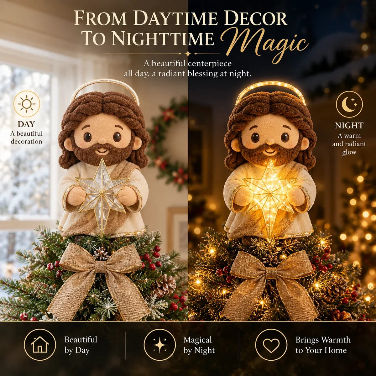 ⏳ Last Day 50% OFF – ✝️ Christian Christmas Tree Topper | Cute Jesus Blessing & Mary Grace Designs for Faith-Filled Trees, Family Traditions & Meaningful Holiday Décor 🎄