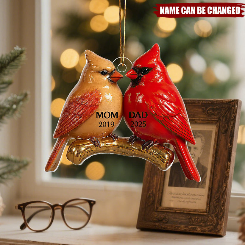 Personalized Vintage Nostalgic Cardinals Memorial  Acrylic Ornament