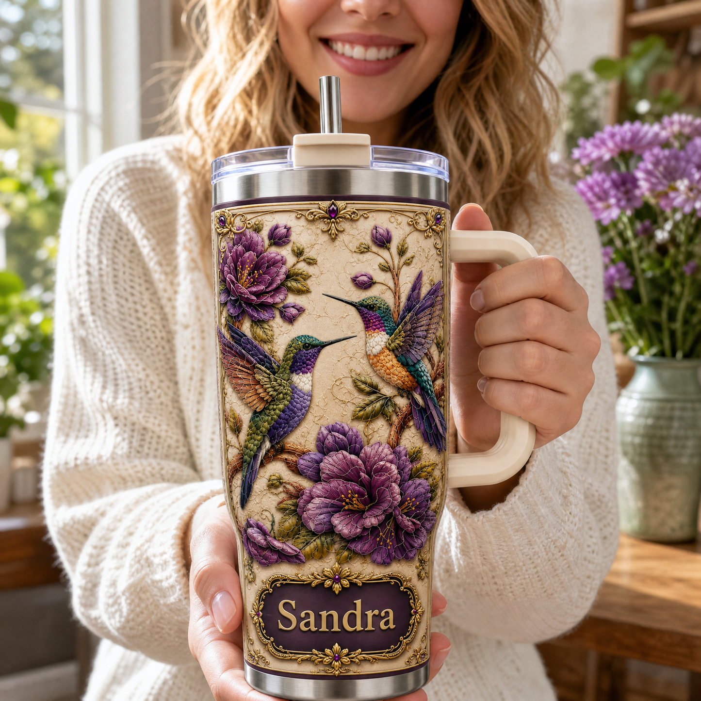 🐦 Personalized Hummingbird Tumbler with Gift Box 🌸