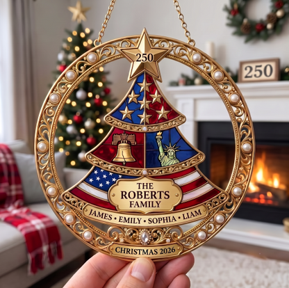 USA 250th Anniversary Christmas Ornament 🦅 | Premium Acrylic Patriotic Keepsake, Double‑Sided Printed Hanging Decoration