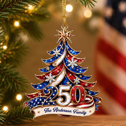 Personalized USA 250th Anniversary Christmas Ornament
