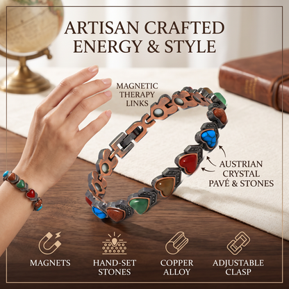 🔥🎁Copper Bracelet for Women, Pure Copper Magnetic Bracelets, Natural Unique Gemstone