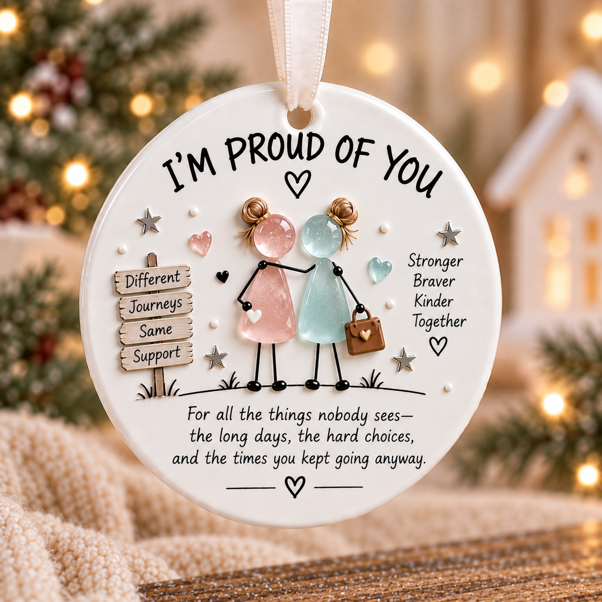 Inspirational Sea Glass Style Girl Ceramic Christmas Ornament
